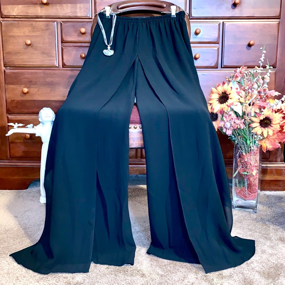 Adrianna Papell Black Embellished Wide Leg Pants - Picture 4 of 14